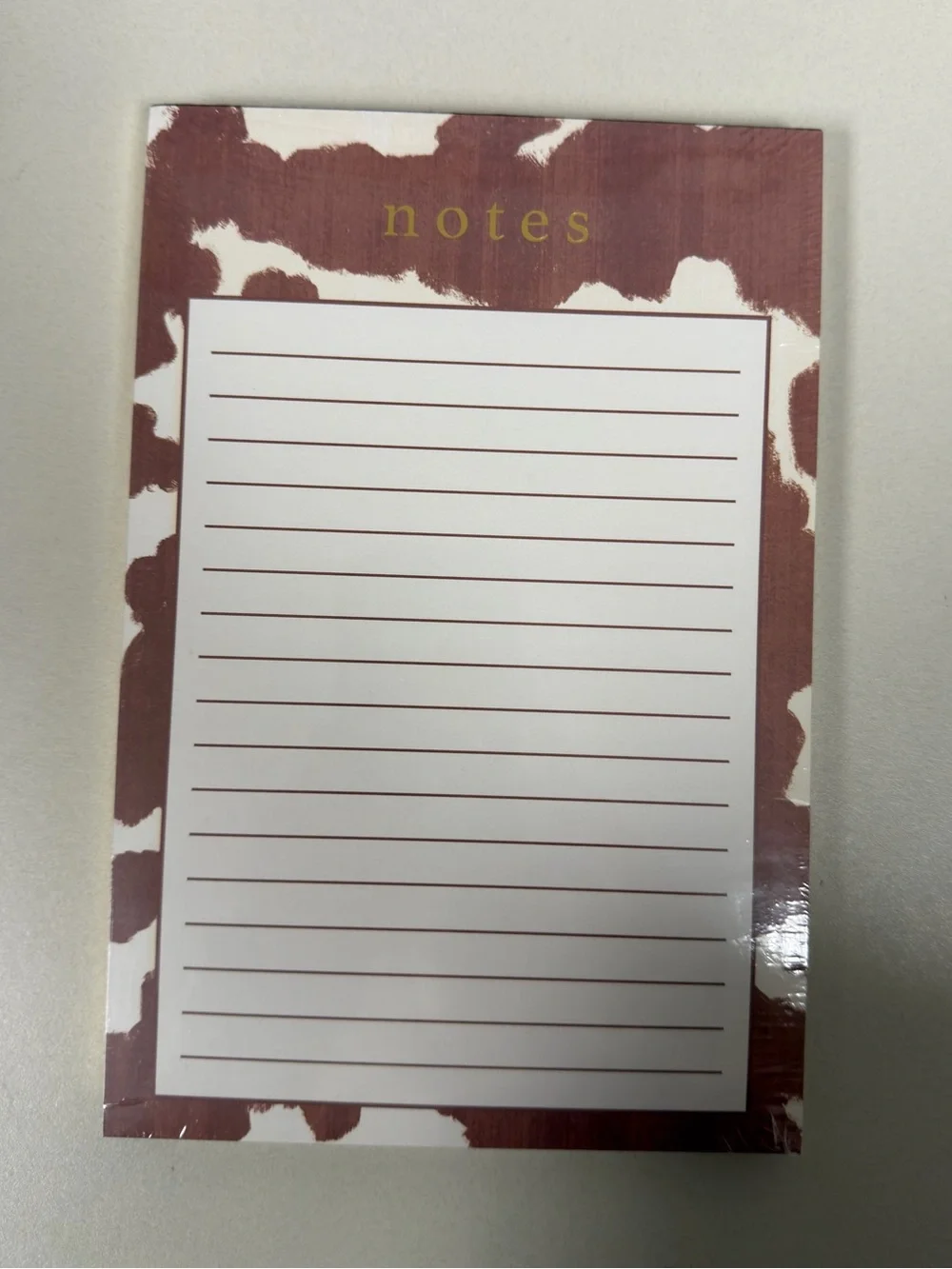Lady JAYNE Brown White Cow’s Hide Gold Tone Guilded Pages Lined Notepad